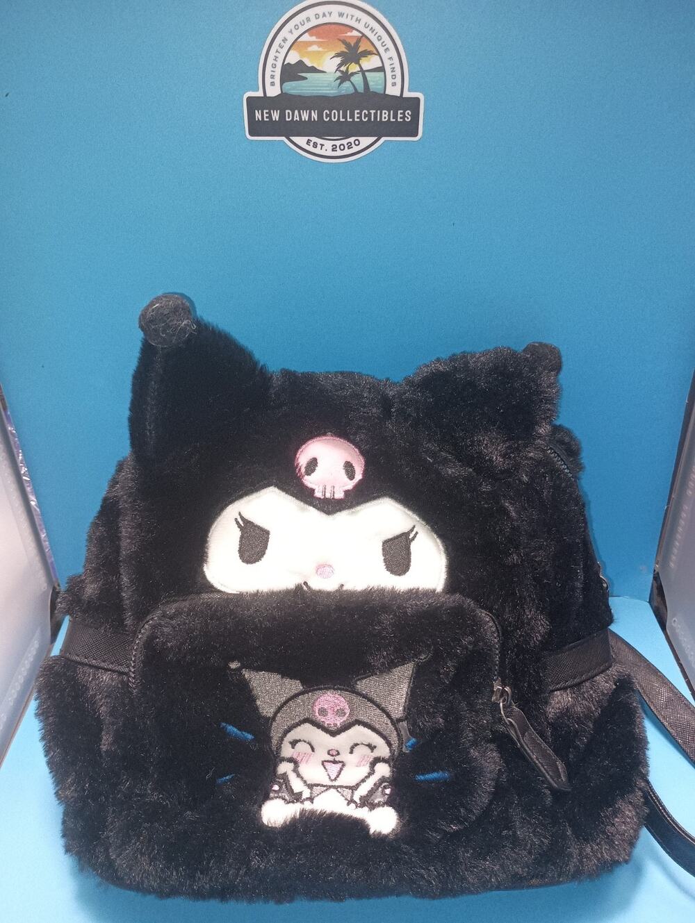 Sanrio Kuromi Plush Backpack Black Anime Goth Shoulder Bag Skull Adjustable NWT